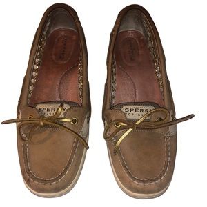 Sperry Top-Sider Angelfish Cane Leather Gold Beach Boat Deck Shoes Sz 9 9432212